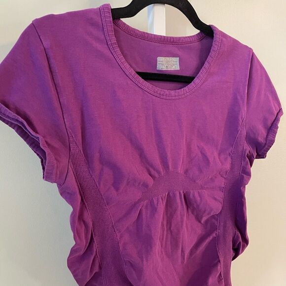 Athleta Purple Ruched Form Fitting Athletic Top - Picture 2 of 4